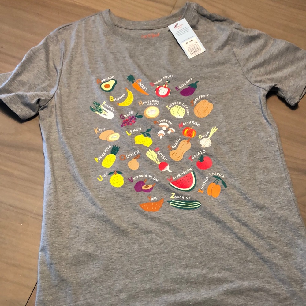 Cat & Jack Gray Short Sleeve Tee with Fruit Print